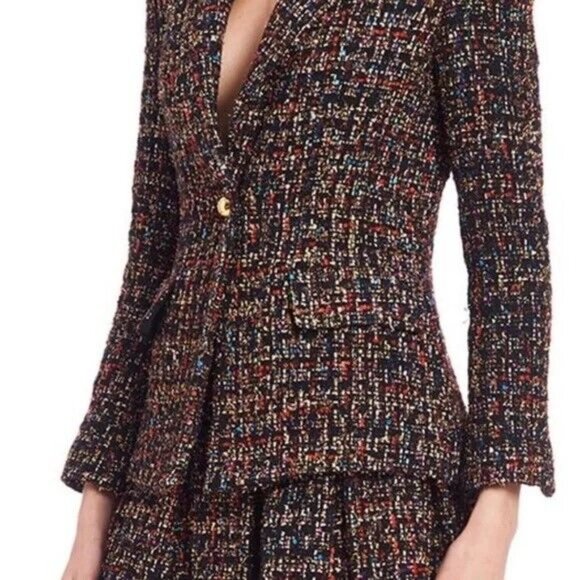 AMANDA UPRICHARD Aldridge Blazer Jacket Tweed Rainbow Metallic Size S Small XS - Picture 3 of 14